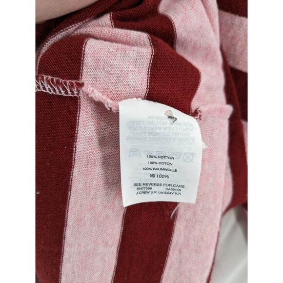 J.Crew Striped Top S Maroon Pink Knit Turtleneck Long Sleeves Flowy Hem Workwear - Picture 5 of 9